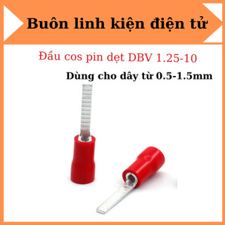 Đầu cos dây điện pin dẹp dbv 1.25-10 bọc nhựa, dùng cho dây 0.5~1.5 mm2