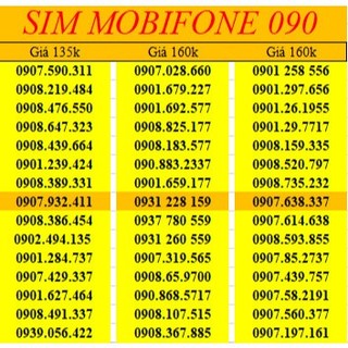 Sim mobifone số đẹp 090, 093. Số 2 cặp gánh, dễ nhớ. Đăng kí thông tin chính chủ.