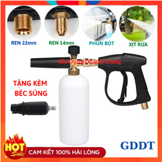Bộ súng xịt rửa xe và bình tạo bọt tuyết cao cấp cho máy rửa xe áp lực cao, máy rửa xe mini