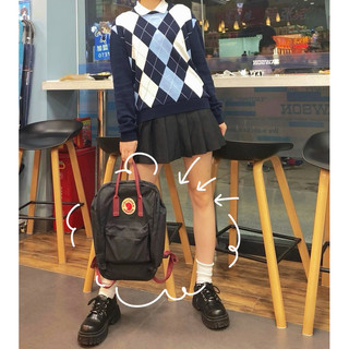 Balo Kanken Unisex Đen Quai Đỏ Hàng Sẵn (Custom Tên)