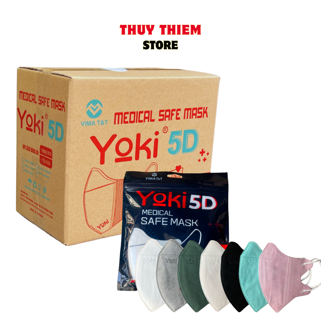 Thùng 300 Cái Khẩu Trang 5D Yoki 4 Lớp Kháng Khuẩn