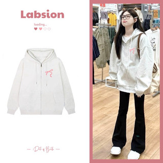 Áo nỉ mũ hoodie zip nơ ngực by Labsion
