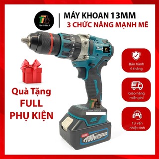 Máy khoan pin mt 199v, máy khoan pin không chổi than, khoan 3 chức năng, đầu kẹp 13mm, đầu kẹp có lock tay
