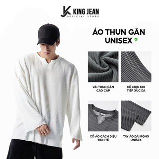Áo thun dài tay nam kiểu dáng unixex trơn vải thun gân mềm min cao cấp KJ - Vua Quần Jeans