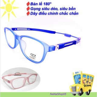 Gọng kính trẻ em có sẵn dây đeo điều chỉnh bản lề 180° siêu dẻo siêu bền