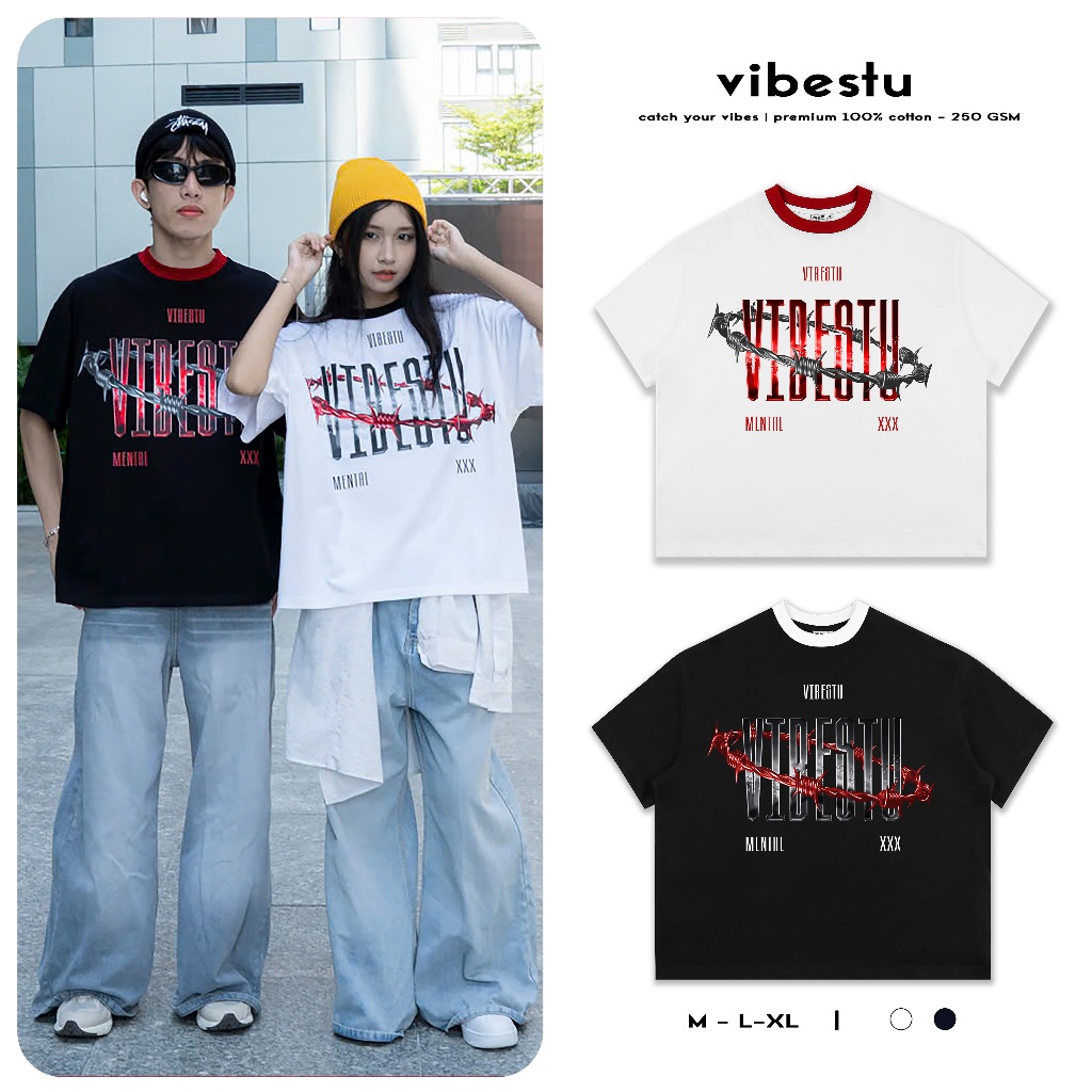 Áo Thun Local Brand VIBESTU "Chain Hook", Áo Thun Boxy Form Rộng Unisex 250Gsm 100% Cotton | BigBuy360 - bigbuy360.vn