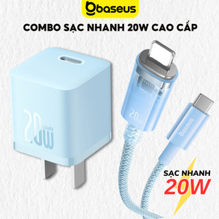 Combo Bộ Sạc nhanh Baseus Gan5 20W tự ngắt chống quá tải nhiệt cho xsm 11 12 13 14 Pro max