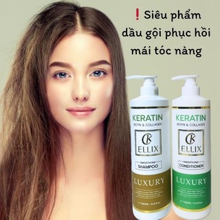 [HÀNG CHÍNH HÃNG] Gội xả keratin biotin Collagen Ellix PHỤC HỒI TÁI TẠO TÓC MỀM MƯỢT 1000ML