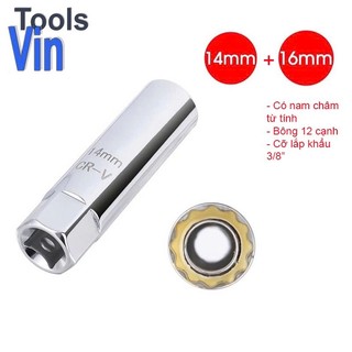 Khẩu mở bugi 14 + 16 mm có lực hút, đầu bông dài Tài Vũ