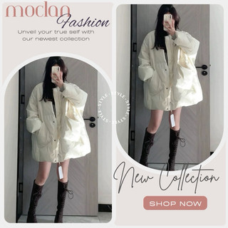 Áo phao béo dáng xuông ngắn có túi
