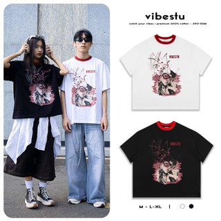 Áo Thun Local Brand VIBESTU "Harley Quinn", Áo Thun Boxy Form Rộng Unisex 250Gsm 100% Cotton