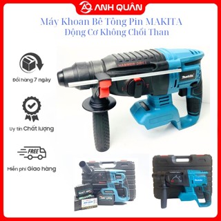 Máy Khoan Bê Tông Pin MAKITA - Động Cơ Không Chổi Than - 3 Chức Năng Khoan Đục Búa dùng pin 15 cell
