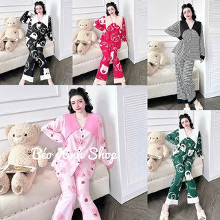 dài viền chữ Đồ Ngủ Cao Cấp Bigsize Kiểu Dáng Đẹp Vải Lạnh Mặc Cực Thích
