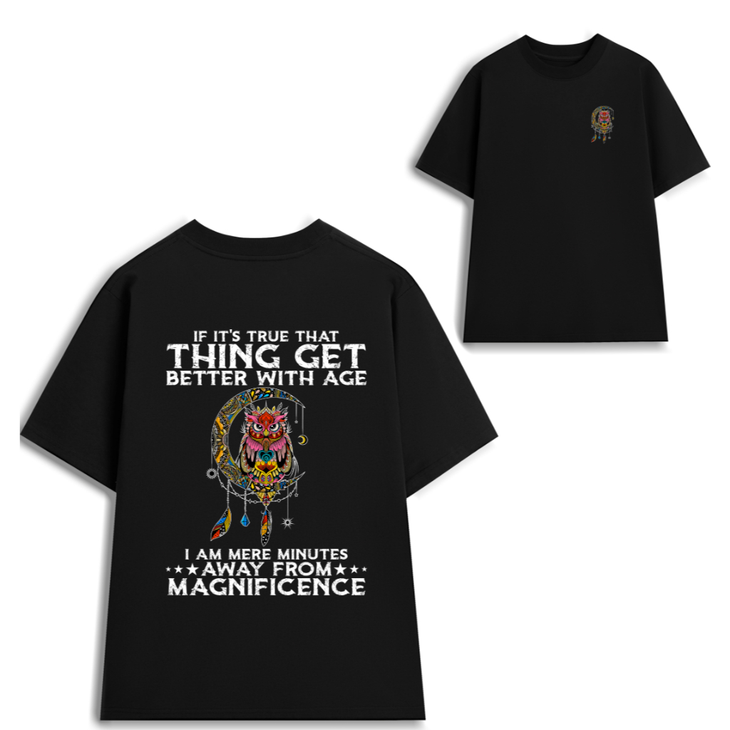 Áo phông " Thing Get mặt cú " unisex cotton cổ tròn