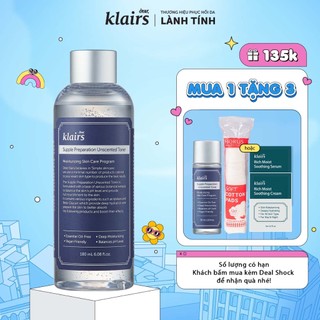 [Nhập COSDK4 giảm 20K đơn 199K] Nước hoa hồng Dear, Klairs Supple Preparation Unscented Toner 180ml