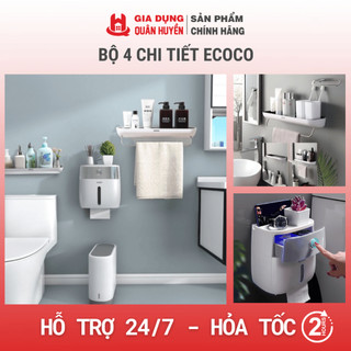 Bộ 4 chi tiết Ecoco | Kệ để đồ, thùng đựng rác, hộp giấy vệ sinh Ecoco cao cấp không khoan tường mẫu mới