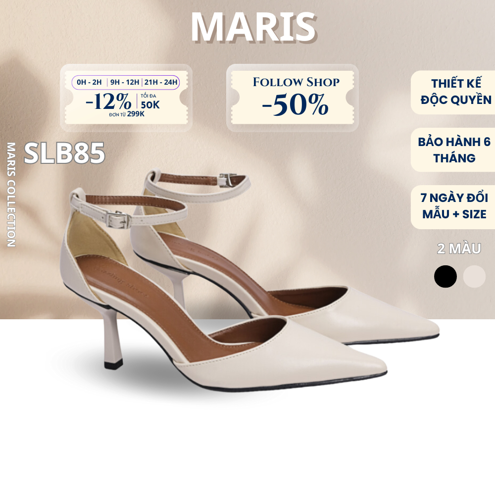 Giày Cao Gót Nữ Basic 8cm MARIS Mũi Nhọn Thiết Kế Khóa Cài Trẻ Trung, Sang Trọng Quý Phái SLB85