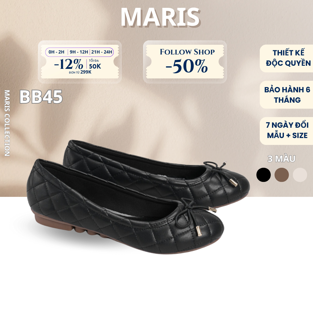 Giày Búp Bê Bệt Nữ Gắn Nơ Chần Chỉ Ô Trám Da PU Cao Cấp Siêu Êm BB45 - DAZZLING SHOES