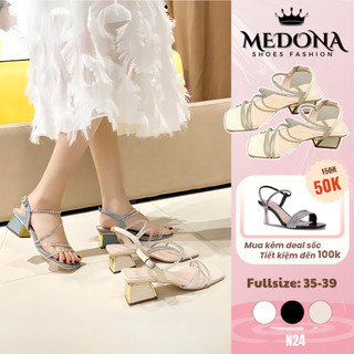 [N24] Sandal cao gót dây đính đá gót 5p - MEDONA