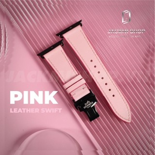 Dây da Bê Swift màu Hồng Phấn khoá Bướm cho aw series 9 8 7 6 SE 5 4 3 2 1 size 49mm 45mm 44mm 42mm 41mm 40mm 38mm
