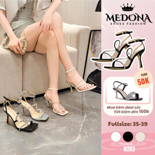 Sandal cao gót Dép cao gót nữ dây đá gót nhọn 7p mã 203 mẫu mới 2024