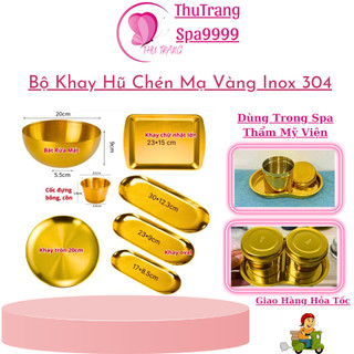 Khay Inox Hũ To Nhỏ Mạ Vàng Khay 304 Dùng Đựng Dụng Cụ Y Tế Cho Spa Thẫm Mỹ Viện