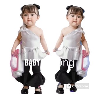 Sét áo lệch vai quần loe cho bé