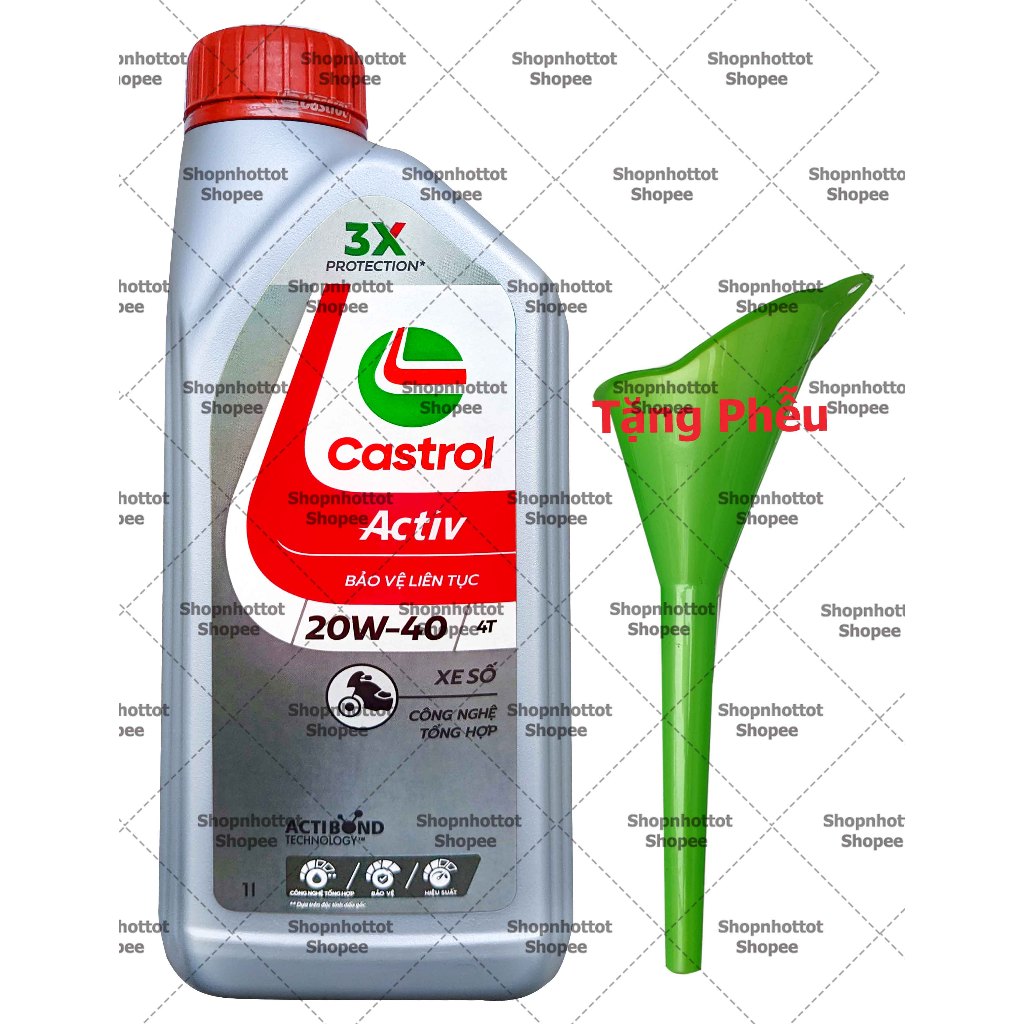 Dầu nhớt xe sô CASTROL ACTIV 20W40 1000ml ( 1L ) - Tặng phễu thay nhớt - Shopnhottot