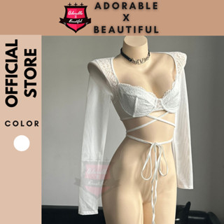 [Ảnh thật] Áo Tay Dài Trắng Cao Cấp Y2k, Áo Croptop Kiểu Cúp Ngực Form Lửng Gợi Cảm Nữ Tính [AdorablexBeautiful]