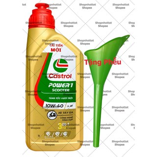 Dầu nhớt xe tay ga Castrol Power-1 Scooter 10W40 1000ml ( 1L ) + Tặng Phễu - Shopnhottot