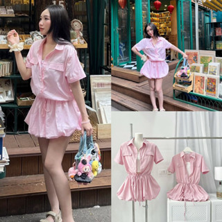 [NEW]Set Jum Váy Hồng Dáng Bí Phồng Dây Rút Eo Túi Nắp Tặng kèm Áo 2 Dây Tăm Siêu Xinh