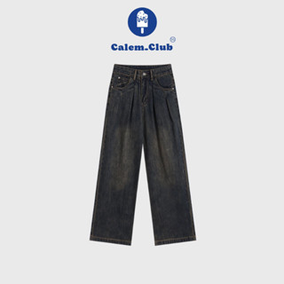 Calem club - Quần Jean Xếp Ly Lưng Cao Retro Ống Rộng Màu Sáng Thu Đông 2023 Phong Cách Retro Mỹ - Mã: TD025