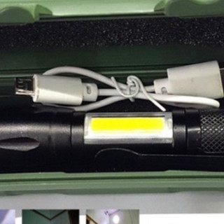 Đèn Pin MINI Siêu Sáng Cao Cấp Có Zoom Tặng kèm hộp đựng, cáp sạc 3 Chế Độ Sáng Full Box