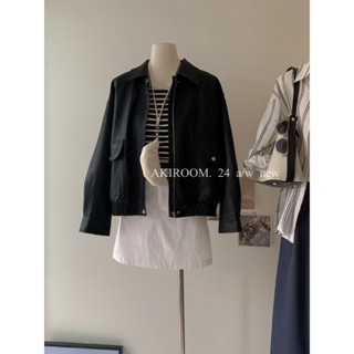 AKIROOM | Áo khoác da bomber hai lớp cổ đức bo gấu 19651