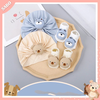  Set Mũ Turban Kèm Tất Vớ Hình Thú Đáng Yêu Cho Bé Trai Bé Gái Sơ Sinh 0-12m 