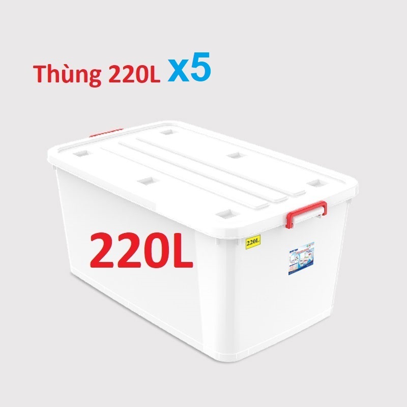 (Hà Nội) Combo 5 thùng nhựa đa năng 220L Duy Tân (Hàng Chính Hãng)