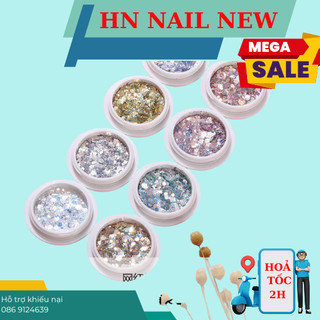 set nhũ vẩy cá 8 màu siêu sáng trang trí móng HN NAIL NEW