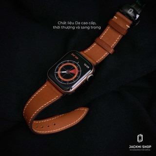 Dây da Bê Swift màu Nâu khoá Bướm cho aw series 9 8 7 6 SE 5 4 3 2 1 size 49mm 45mm 44mm 42mm 41mm 40mm 38mm