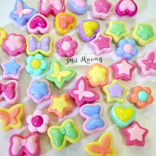 Hạt nhựa màu kẹo pastel nhiều mẫu, hạt cườm nhựa xỏ vòng tay handmade
