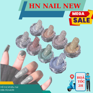 set nhũ flash siêu sáng 8 hũ trang trí móng HN NAIL NEW