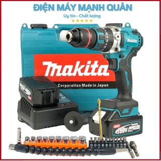 Máy Khoan Pin Makiita 199V 3 Chức Năng Máy Vặn Vít 20 Cấp Độ Trượt, Động Cơ Không Chổi Than, Đầu Auto Lock 13mm Viền Đỏ
