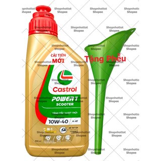 Dầu nhớt tổng hợp tay ga Castrol Power-1 Scooter 10w40 800ml ( 0.8L ) + Tặng Phễu châm nhớt - Shopnhottot