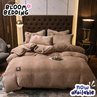 Bộ Chăn Ga Gối Nỉ Nhung Trơn 4 Món Mềm Mịn - Nâu be - BLOOMBEDDING - Đủ kích thước đệm