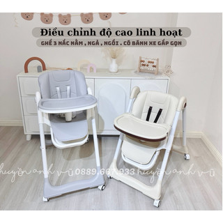 GHẾ ĂN DẶM cho bé UMOO , HIGH CHAIR điều chỉnh độ cao , có bánh xe full phụ kiện