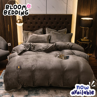 Bộ Chăn Ga Gối Nỉ Nhung Mịn 4 Món Mềm Mịn - Xám Trơn - BLOOMBEDDING - Đủ kích thước đệm