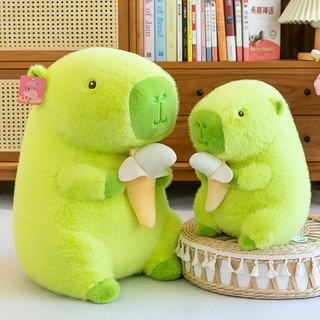 Gấu Bông Capybara Xanh Lá ôm chuối Cao Cấp Chất Liệu Vải Lông Đẹp và Sang Trọng