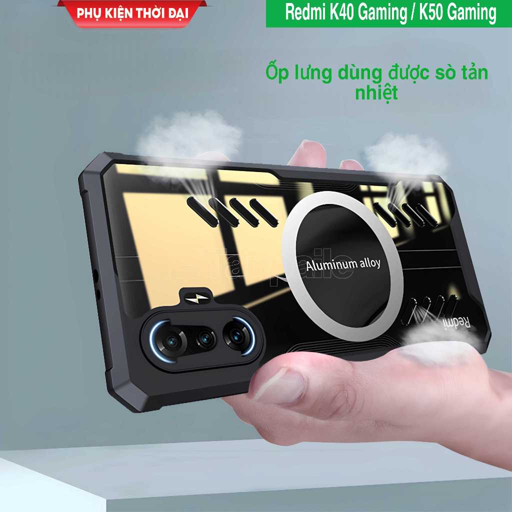 Ốp lưng Redmi K40 Gaming / K50 Gaming / K50 / K50 Ultra dùng sò tản nhiệt chống sốc lưng trong viền 