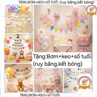 (MIỄN SHIP)(TẶNG SỐ TUỔI)Tổng hợp sét bóng trang trí sinh nhật bé trai bé gái,sét bóng bay happy birthday tặng bơm,keo