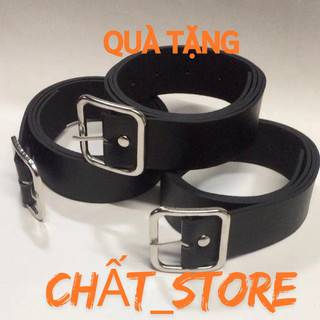 Thắt lưng mặt vuông khuy cài, Khóa cài, chất liệu da bò, ghim cài đinh tán