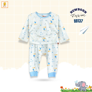 Bộ sơ sinh Babiboo cài vai họa tiết BB137